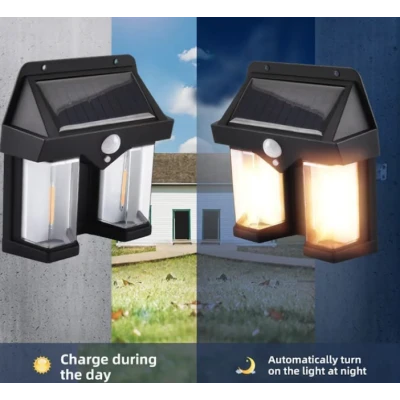 Lampa solara de perete dubla CB 228 AX cu senzor de miscare