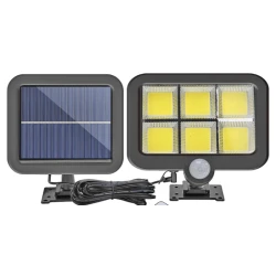 Lampa solara de perete Sl F120 6 x COB LED putere 25W 5000K cu panou solar senzor miscare Neagra