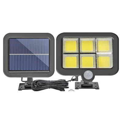 Lampa solara de perete Sl F120 6 x COB LED putere 25W 5000K cu panou solar senzor miscare Neagra