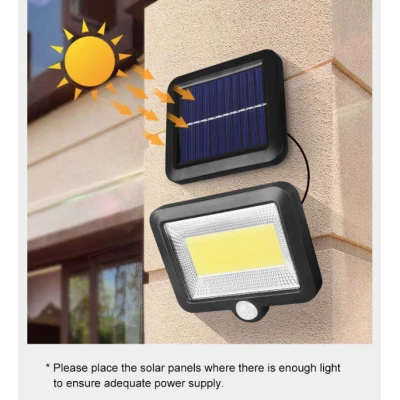 Lampa solara de perete Sl F120 6 x COB LED putere 25W 5000K cu panou solar senzor miscare Neagra