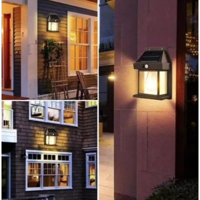 Lampa solara de perete tip bec clasic cu senzor de miscare fara fir LED 3W