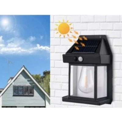 Lampa solara de perete tip bec clasic cu senzor de miscare fara fir LED 3W