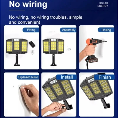 Lampa solara LED cu senzor de miscare 10000 Lm TRIPLA COB