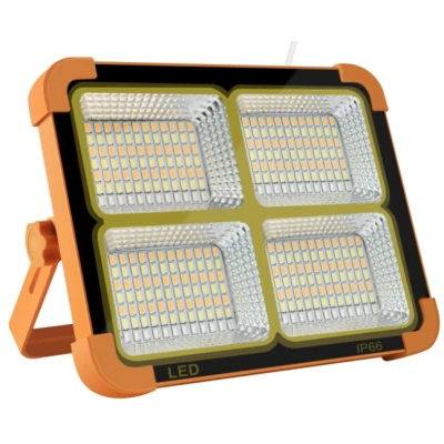 Lampa solara portabila de lucru functie incarcator 336 Leduri reincarcabila 500W temperatura 6500K Portocalie