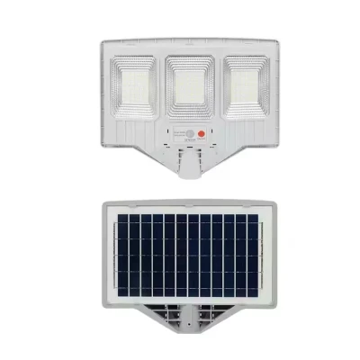Lampa solara stradala cu telecomanda JG 703 cu 3 casete 108 LED 6000K senzor de miscare 100W