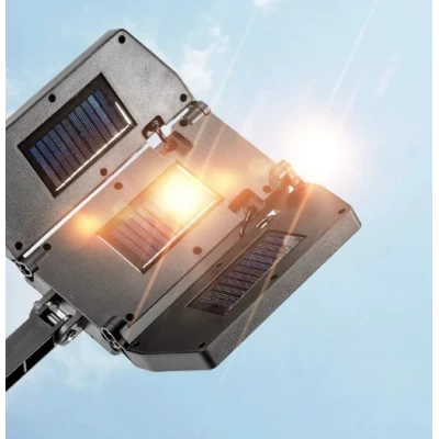 Lampa Solara Tripla 6 Led Cob Cu Senzor De Miscare Telecomanda