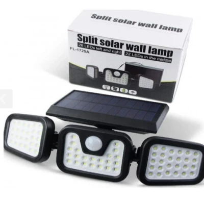 Lampa Solara Tripla cu Panou Solar Incorporat 74 LED SMD Reglabila 360 grade FL 1725A