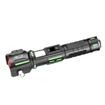 Lanterna aluminiu RTY 827 cu LED 30W incarcare USB acumulator 18650 lampa COB Ciocan de Urgenta si Cutter