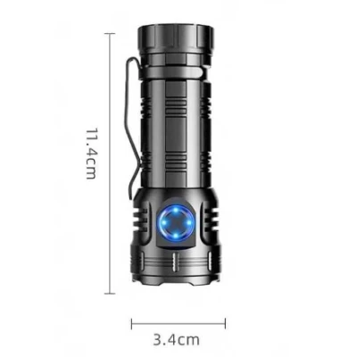 Lanterna compacta de aluminiu BL F82 cu 8 LED XPG magnet si clips incarcare USB acumulator 26650 Lumina Rosie SOS