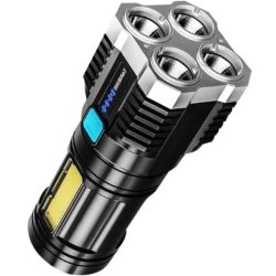 Lanterna cu 4 LED-uri reincarcabila prin USB super-luminoasa raza actiune 300m