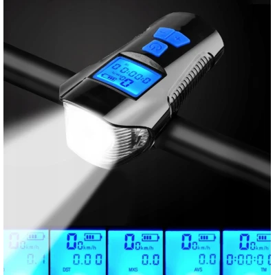 Lanterna de Bicicleta FY317 cu Claxon si Kilometraj DIGITAL