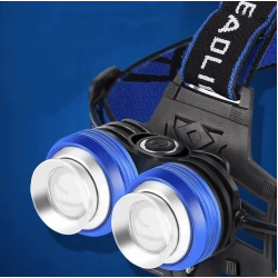 Lanterna de cap cu 2 Led-uri si 4 moduri de iluminare