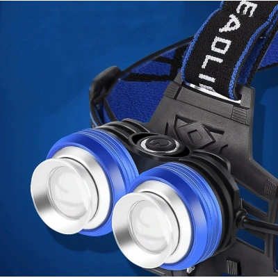 Lanterna de cap cu 2 Led-uri si 4 moduri de iluminare