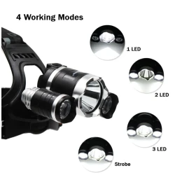 Lanterna de cap cu 3 LED reincarcabila R3000