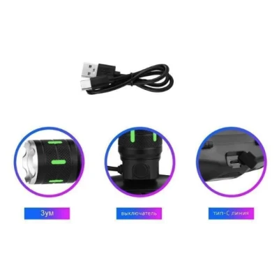 Lanterna de cap cu led si acumulator BL SXB A43 de 30W zoom pentru camping pescuit