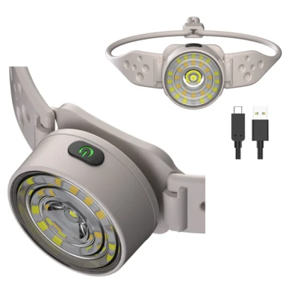Lanterna de Cap G25 Frontala LED Alb si Color Banda Flexibila USB C