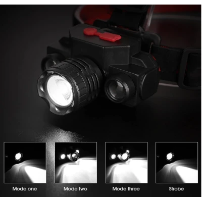 Lanterna de cap KX 1805 cu 3 faze iluminare 180 lm incarcare USB