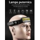 Lanterna de cap LED W689 3 sursa 3 x XPE COB profesionala acumulator 1200mah senzor miscare lumina rosie alb galben