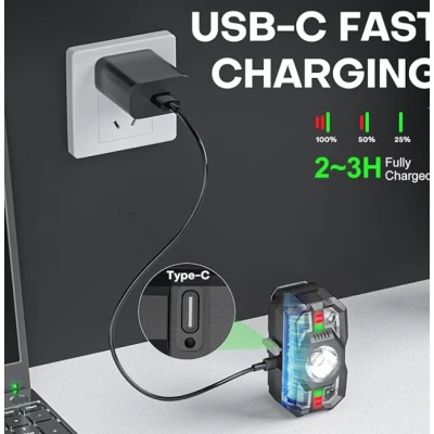 Lanterna de cap profesionala cu senzor si incarcare USB LED 10W 5 LED