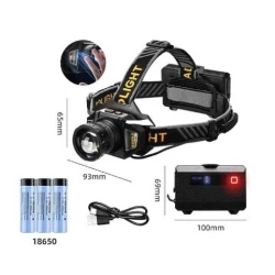 Lanterna de cap T503C cu 3 Acumulatori 18650 senzor miscare zoom lumina alba sau galbena Indicator Baterie