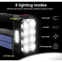Lanterna de mana 8 LED+COB cu incarcare solara si USB Q SD623