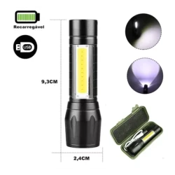 Lanterna de mana T6 C812 in cutie verde T630 cu led COB Lateral