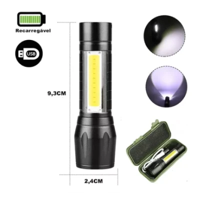 Lanterna de mana T6 C812 in cutie verde T630 cu led COB Lateral