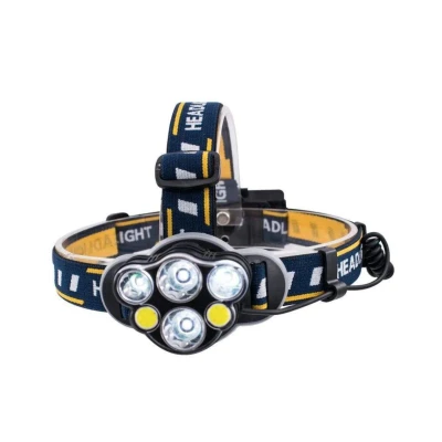 Lanterna frontala de cap 6 LED prindere pe cap RD C085 Negru Galben