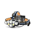 Lanterna frontala de cap 8 LED prindere pe cap RD C093 Albastru cu galben 