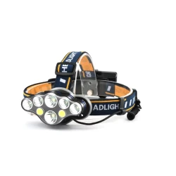 Lanterna frontala de cap 8 LED prindere pe cap RD C093 Albastru cu galben 