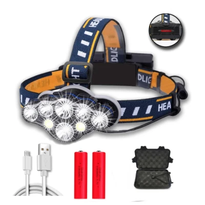Lanterna frontala de cap 8 LED prindere pe cap RD C093 Albastru cu galben 