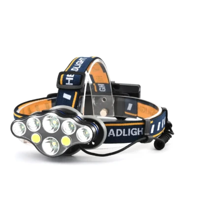 Lanterna frontala de cap 8 LED prindere pe cap RD C093 Albastru cu galben 