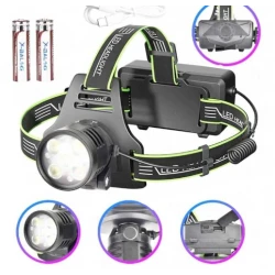Lanterna frontala de cap BL A29 5 cu 2 acumulatori Li-ion 18650 incarcare USB 5 LED tip P50