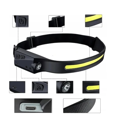 Lanterna frontala de cap LED USB AS 51737 Negru