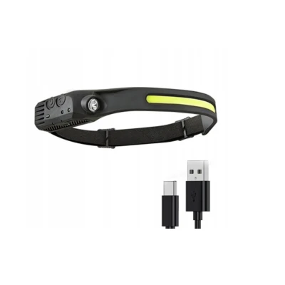 Lanterna frontala de cap LED USB AS 51737 Negru