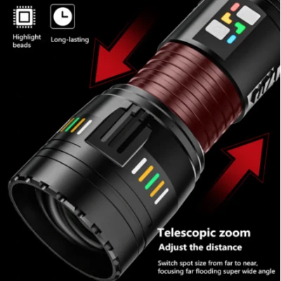 Lanterna G601 super-luminoasa tip laser Led 90W 5000 lumeni cu USB si USB type C 