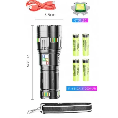Lanterna profesionala BL G601 putere 300W fiabilitate 4 acumulatori 18650 Incarcare USB 5km