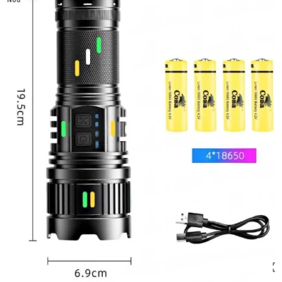 Lanterna profesionala COBA G401Y putere 300W fiabilitate si tehnologie avansata 4 acumulatori 18650 Incarcare USB