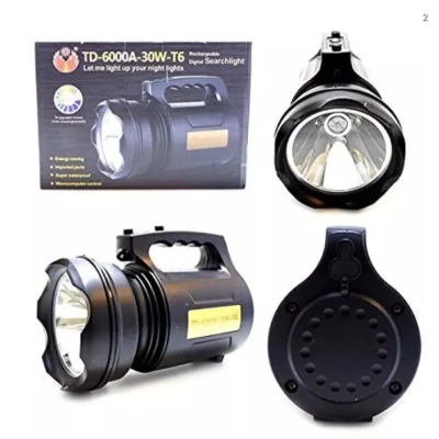 Lanterna Profesionala cu LED TD 6000A T6 de 30 W Acumulator Integrat Negru