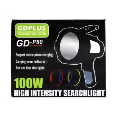 Lanterna reincarcabila 100W pliabila GD P80 cu 3 filtre color culoare negru