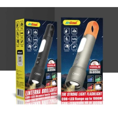 Lanterna Reincarcabila LED Andowl QD500 de mana Lentile Color 1000LM