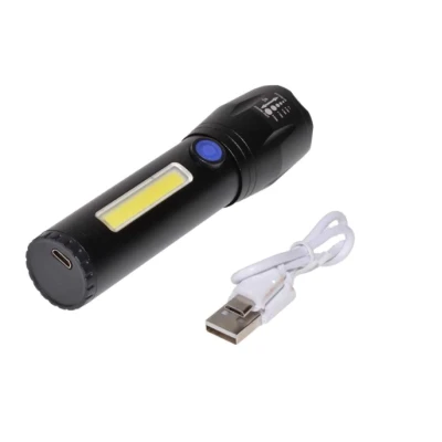 Lanterna TD-C81 cu LED CREE 3 W, LED lateral COB 3 W, acumulator integrat, zoom telescopic
