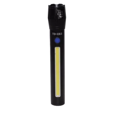 Lanterna TD-C83 cu LED CREE 7 W LED lateral COB 7 W acumulator integrat zoom telescopic