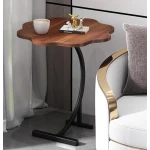 Masuta de cafea tip floare cu picior pentru canapea sau pat culoare maro