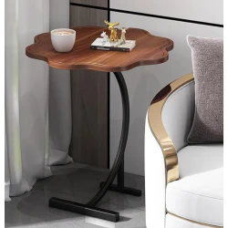 Masuta de cafea tip floare cu picior pentru canapea sau pat culoare maro