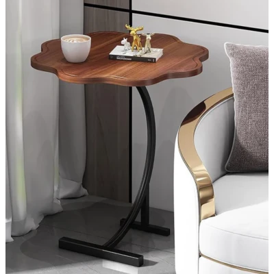 Masuta de cafea tip floare cu picior pentru canapea sau pat culoare maro