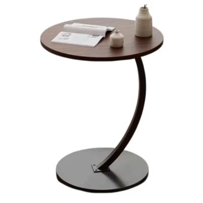 Masuta rotunda pentru cafea MDF cu metal 40 x 62.5 cm maro cu negru