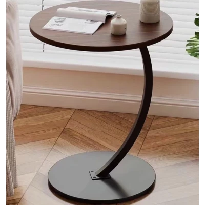 Masuta rotunda pentru cafea MDF cu metal 40 x 62.5 cm maro cu negru