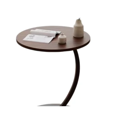 Masuta rotunda pentru cafea MDF cu metal 40 x 62.5 cm maro cu negru