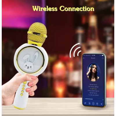 Microfon Karaoke cu Bluetooth pentru copii X6 model IEPURAS
